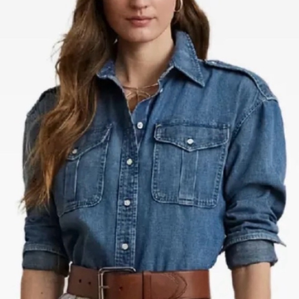 NWT Lauren Ralph Lauren Women's Relaxed-Fit Denim Shirt